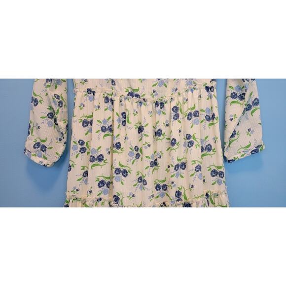 Sweet Baby Jamie Ivory Floral Print Tiered 3/4 Sleeve Midi Dress Size Medium - Picture 9 of 15
